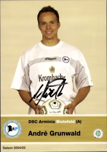 Autogrammkarte Fußballer André Grunwald, DSC Arminia Bielefeld, Autogramm