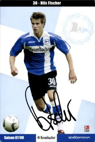 Autogrammkarte Fußballer Nils Fischer, DSC Arminia Bielefeld, Autogramm