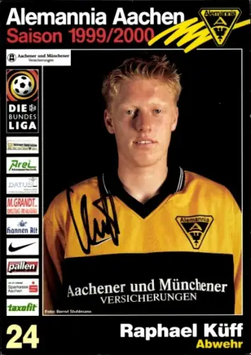 Autogrammkarte Fußballer Raphael Küff, Alemannia Aachen, Autogramm