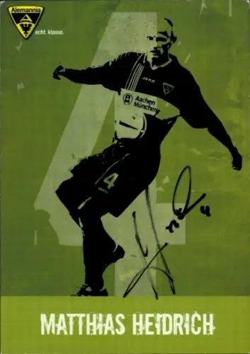 Autogrammkarte Fußballer Matthias Heidrich, Alemannia Aachen, Autogramm