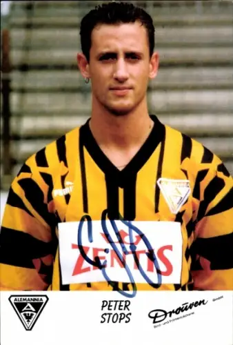 Autogrammkarte Fußballer Peter Stops, Alemannia Aachen, Autogramm