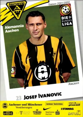 Autogrammkarte Fußballer Josef Ivanovic, Alemannia Aachen, Autogramm