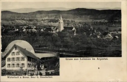 Ak Leimnau Laimnau Tettnang Württemberg, Panorama Argental, Wirtschaft zum Kreuz, Inh. G. Staudacher