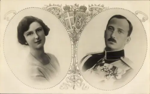 Passepartout Ak Prinz Boris von Bulgarien, Prinzessin Giovanna, Verlobung