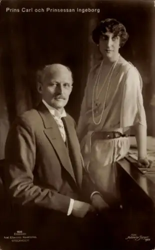 Ak Prinz Karl von Schweden, Prinzessin Ingeborg, Portrait