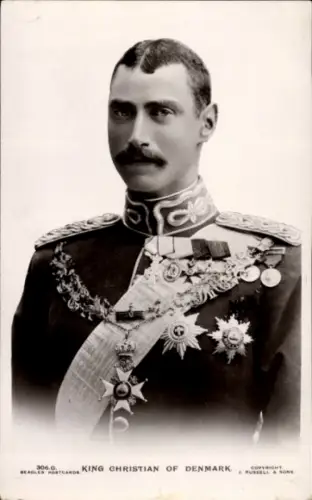 Ak König Christian X von Dänemark, Portrait, Orden