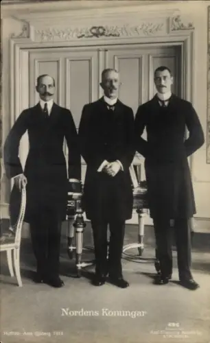 Ak Nordens Konungar, König Haakon VII. von Norwegen, König Christian X. von Dänemark, Gustav V.