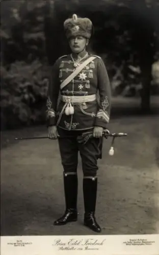Ak Prinz Eitel Friedrich von Preußen, Portrait, Statthalter von Pommern, Husarenuniform