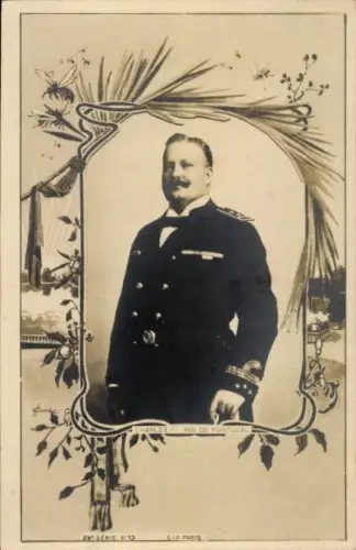 Passepartout Ak Charles 1er, Roi de Portugal, König Karl I von Portugal, Portrait, Uniform