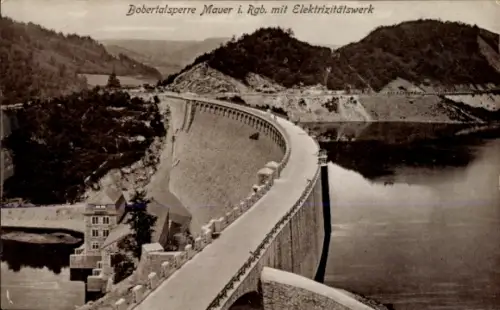 Ak Pilchowice Mauer Wleń Lähn Schlesien, Bobertalsperre, Elektrizitätswerk