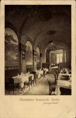 Ak Berlin Mitte, Weinstuben Kempinski, Burgen-Saal, Innenansicht