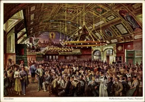 Künstler Ak München, Hofbräuhaus am Platzl, Festsaal