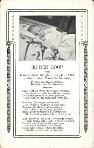 Ak Prinzessin Louise Emma Maria Wilhelmina, Prinzessin von Oranien-Nassau, Herzogin zu Mecklenburg