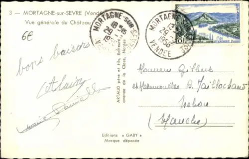 Ak Mortagne sur Sèvre Vendée, vue generale du Chateau