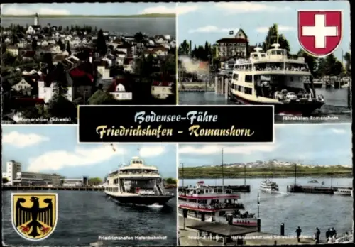 Wappen Ak Bodensee-Fähre Friedrichshafen-Romanshorn