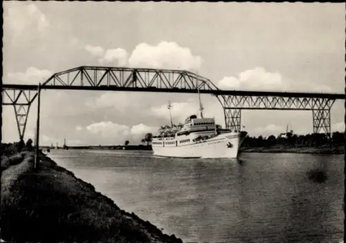 Ak Nord-Ostsee-Kanal, Hochbrücke, Schiff MS Wappen von Hamburg, HADAG