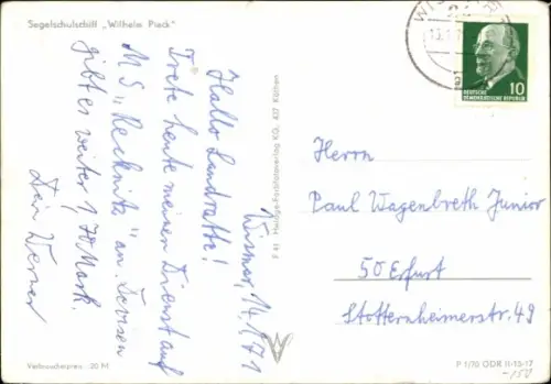 Ak Segelschulschiff Wilhelm Pieck, Volksmarine