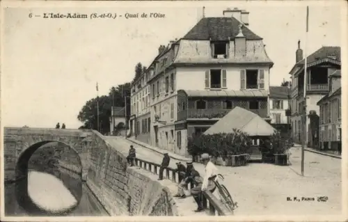 Ak Isle Adam Val d'Oise, Quai de l'Oise