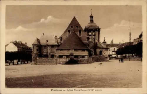 Ak Pontoise Val d'Oise, Eglise Notre-Dame, Gebäude aus dem 16. Jahrhundert