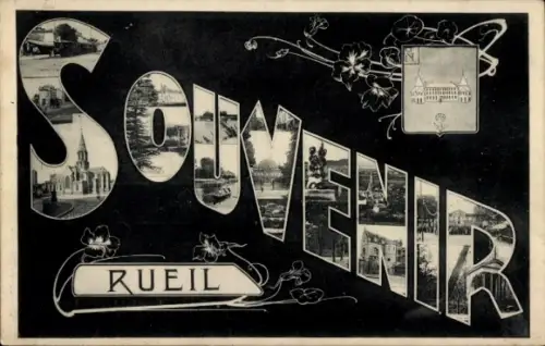 Ak Rueil Hauts-de-Seine, Souvenir, Écusson, Église, Parc