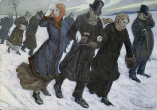 Künstler Ak Baluschek, Hans, Winterwind