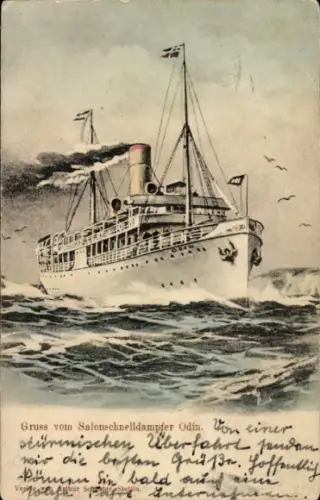 Ak Dampfer Odin, Reederei Braeunlich Stettin, Salonschnelldampfer
