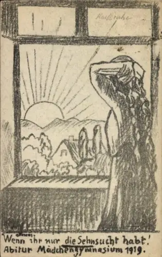 Studentika Ak Karlsruhe in Baden, Abitur Mädchenmnasium 1919