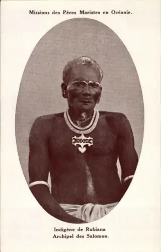 Ak Iles Salomon, Indigene de Rubiana, Missions Maristes d'Oceanie