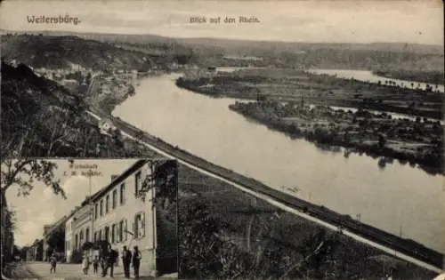 Ak Weitersburg am Rhein, Panorama, Wirtschaft J. M. Schäfer