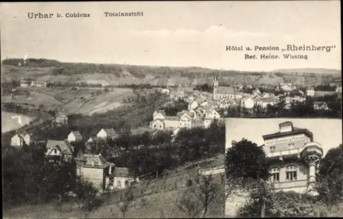 Ak Urbar am Rhein bei Koblenz, Gesamtansicht, Hotel Pension Rheinberg, Inh. Heinr. Wissing
