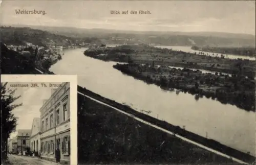Ak Weitersburg am Rhein, Panorama, Gasthaus Jak. Th. Braun