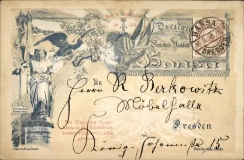 Vorläufer Litho Dresden, Hansa, Denkmal, Adler, Fahne