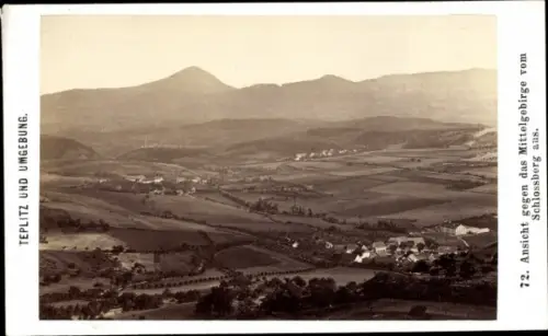 CdV Teplice Teplitz Reg. Aussig, Ansicht gegen das Mittelgebirge vom Schlossberg aus
