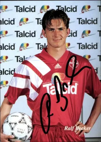 Autogrammkarte Fußballer Ralf Becker, Bayer Leverkusen, Autogramm