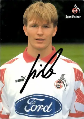Autogrammkarte Fußballer Sven Fischer, 1. FC Köln, Autogramm
