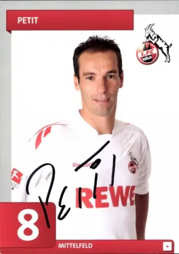 Autogrammkarte Fußballer Petit, 1. FC Köln, Autogramm