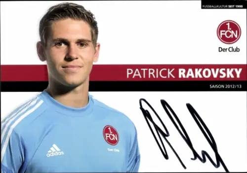 Autogrammkarte Fußballer Patrick Rakovsky, 1. FC Nürnberg, Autogramm