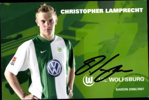Autogrammkarte Fußballer Christopher Lamprecht, VfL Wolfsburg, Autogramm