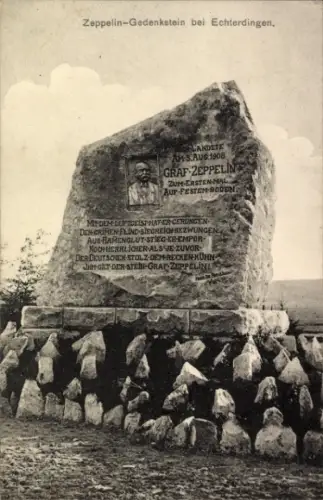 Ak Echterdingen auf den Fildern, Zeppelin-Gedenkstein