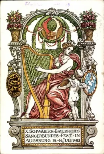 Ak Augsburg in Schwaben, X. Schwäbisch-Bayerisches Sängerbundesfest 1913
