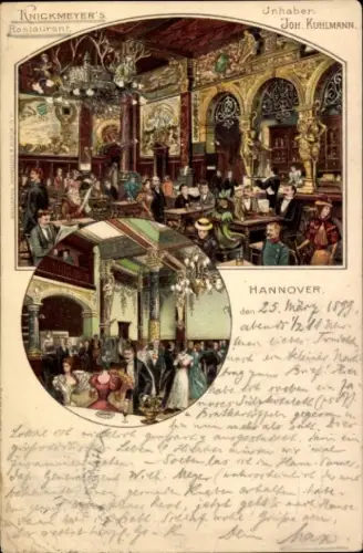 Litho Hannover in Niedersachsen, Knickmeyer's Restaurant, Inh. Joh. Kuhlmann