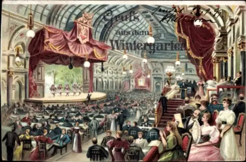 Litho Berlin Tiergarten, Innenansicht vom Wintergarten, Bühne, Ballett 