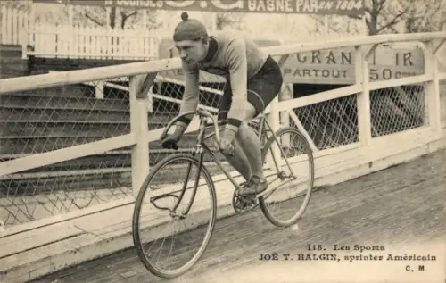 Ak Radrennsport, Radrennfahrer Joe T. Halgin, amerikanischer Sprinter
