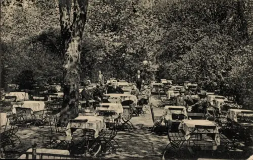 Ak Wildpark Potsdam in Brandenburg, Bahnhofswirtschaft Wildpark, Gartenlokal