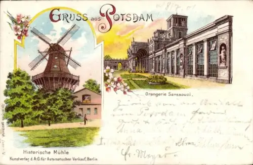 Litho Potsdam, Historische Windmühle, Orangerie Sanssouci