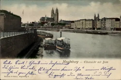 Ak Magdeburg an der Elbe, Elbansicht, Dom, Schiffe