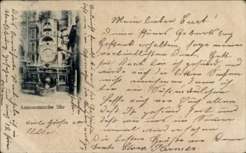Ak Magdeburg Elbe, Astronomische Uhr