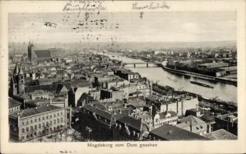 Ak Magdeburg an der Elbe, Teilansicht, Blick vom Dom