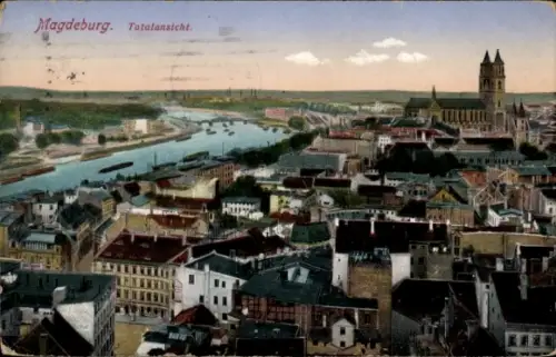 Ak Magdeburg in Sachsen Anhalt, Totalansicht der Stadt