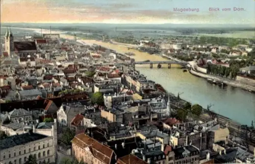 Ak Magdeburg an der Elbe, Teilansicht, Blick vom Dom